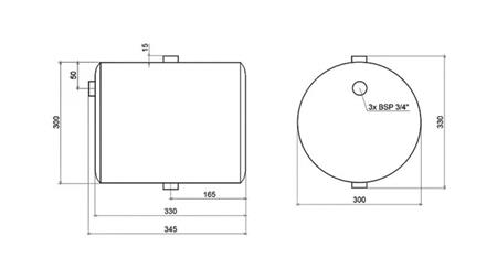 METALLTANK 20 LITER RUNDER DURCHMESSER 300mm - HÖHE 340mm MIT FILTER
