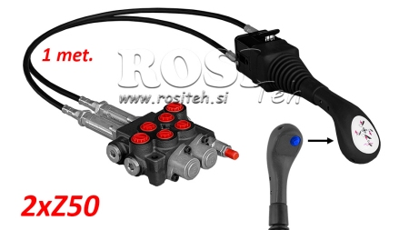 JOYSTICK 1x TLAČIDLO - BOWDEN LANKO 1 m + HYDRAULICKÝ VENTIL 2xZ50