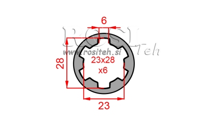 KARDANSKI ADAPTER ČAHURA 23x28x6 (6 ZUBA) (60 mm)