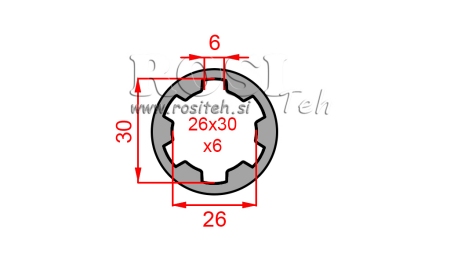 KARDANSKI ADAPTER ČAHURA 26x30x6 (6 ZUBA) (60 mm)