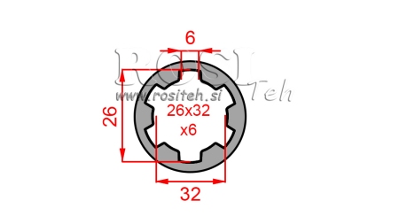 KARDANSKI ADAPTER ČAHURA 26x32x6 (6 ZUBA) (60 mm)