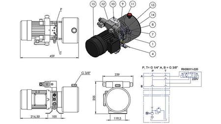 MINI AGREGAT HYDRAULICZNY 380V AC (0.75 kW) - 3.7 cc - 5.2 lit/min - zbiornik 4 lit