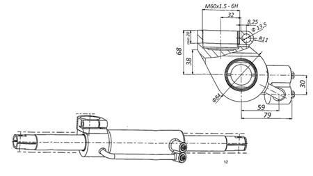 HYDRAULIC STEERING CYLINDER MASSEY FERGUSON OEM-6202491M91