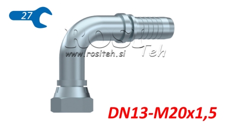 HYDRAULICZNY KĄTOWY ZŁĄCZE BSP ŻEŃSKIE 90° DN13-M20X1,5