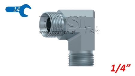 HYDRAULISK BEND 90° BSP KORT HAN-HAN 1/4