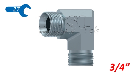 KĄT HYDRAULICZNY 90° BSP KRÓTKI MĘSKI-MĘSKI 3/4