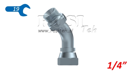 HYDRAULICZNY ŁĄCZNIK KĄTOWY 45° BSP MĘSKI-ŻEŃSKI 1/4