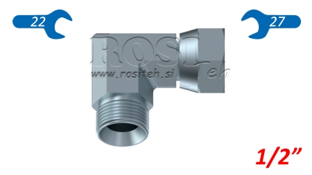 GOMITO IDRAULICO 90° BSP CORTO CON NUTTO GIREVOLE-MASCHIO 1/2