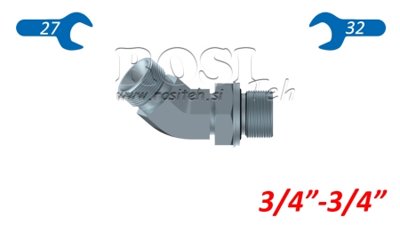 KNIE 45°MÄNNLICH-MÄNNLICH - ANPASSEND 3/4-3/4