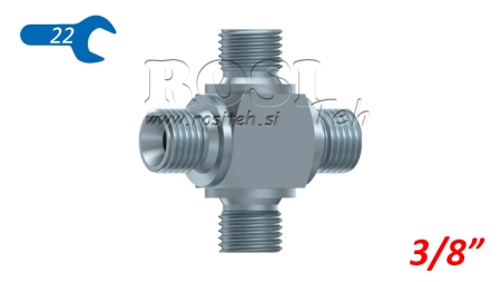 HYDRAULIC T COM BSP MALE CROSS 3/8