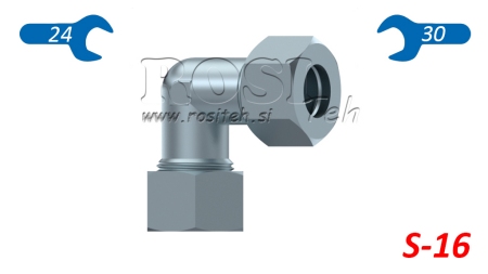 HYDRAULIC 90° ELBOW S-16 WITH NUT