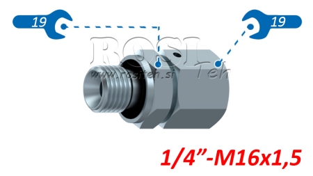 HYDRAULICKÝ ZÁVITOVÝ ADAPTÉR AOVR ED BSP 1/4-(10L) M16X1,5