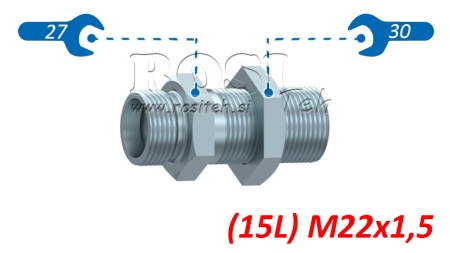 CONECTOR HIDRAULIC DUBLU DE TRECERE (15L) M22X1,5