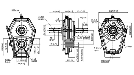 CUTIE DE VITEZE GR.3 -1:3 INLET MASCUL - OUTLET MASCUL
