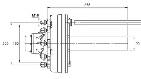 HALFAS MET REMMEN - 5250 kg (6 SCHROEVEN) - 290 mm