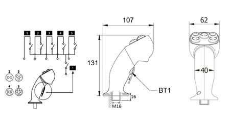 FERNSTEUERUNG HEBEL ROSI- JOYSTICK - 5 TASTEN + ZUSATZTASTE