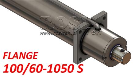 hydraulic cylinder with mounting plate and pipes 100/60-1050