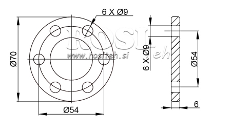 P.T.O. ADAPTER MED FLANGE 6 HULL  1 3/8