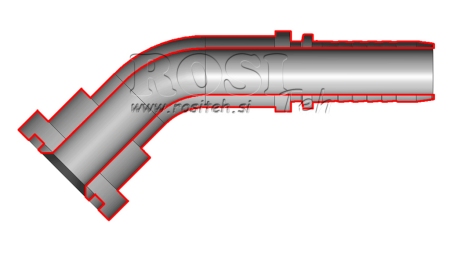HYDRAULICKÁ PRÍPOJKA KOMATSU KOLENO 45° DN16 mm – PRÍRUBA 5/8