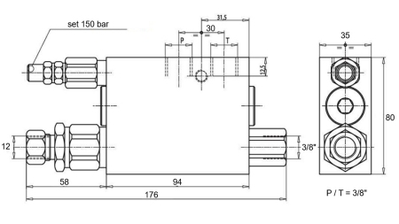 HYDRAULIC CYLINDER 60/40-165 WITH REVERSING VALVE – PLOUGH FOR SOIL