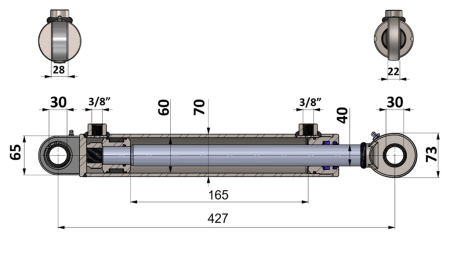 HYDRAULIC CYLINDER 60/40-165 WITH REVERSING VALVE – PLOUGH FOR SOIL