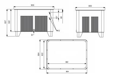 RESERVOIR FOR HYDRAULIC AGGREGATE TYPE MPN 250 LIT - dimensions