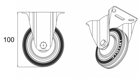 KOŁO 75mm Z FIXOWANĄ PODSTAWĄ