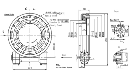WORM GEAR SLEW DRIVE SERIES WEA12 - 9,36 kNm - GEAR RATIO 79:1 - ECO