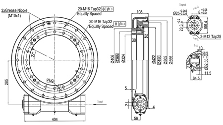 WORM GEAR SLEW DRIVE SERIES WEA17 - 13,2 kNm - GEAR RATIO 104:1 - ECO