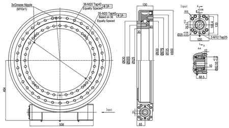 WORM GEAR SLEW DRIVE SERIES WEA25 - 34,2 kNm - GEAR RATIO 104:1 - ECO