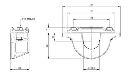 PORTA PER CILINDRO TELESCOPICO FI50-A