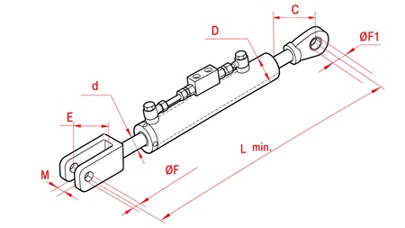 HYDRAULIC SIDE LINK - JOHN DEERE 70/35MIN.680 TYPE (2) Φ 21/2