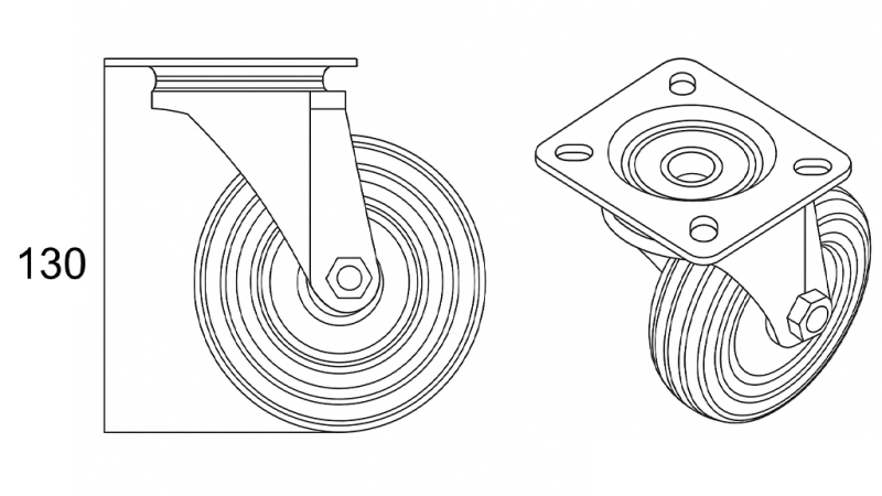 RUOTA 100mm CON BASE GIREVOLE