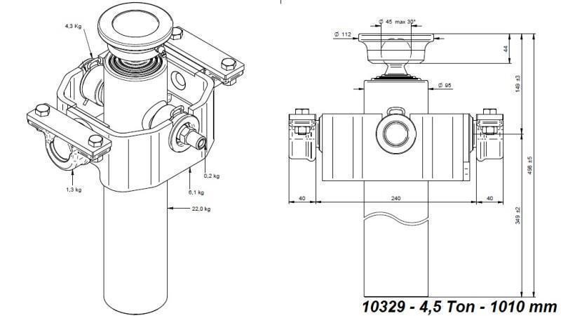 TELESZKÓPOS HENGER KOMPAKT 3 FOKOZAT 1010mm x95 -GÖMB