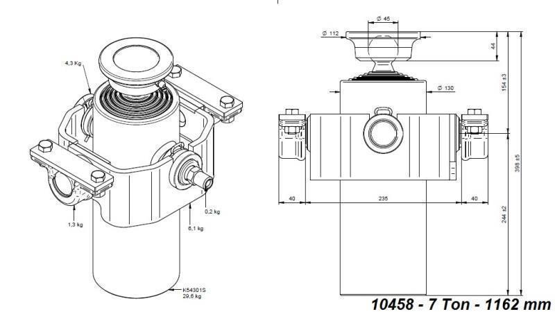 TELESKOPSKI CILINDAR KOMPAKTAN 5 STEPENI 1162mm x125 -LOPTA