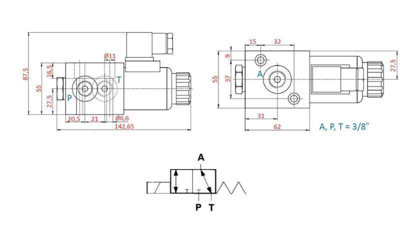 VALVOLA A 3 VIE 3/8 220V - 50lit