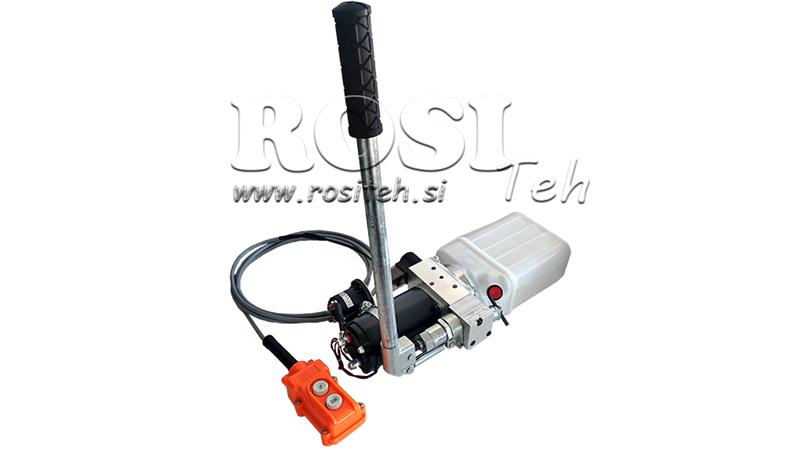 MINI HYDRAULIC POWER-PACK 12V DC - 0,8kW = 0,5cc - 1,5 lit - one way assembly (PVC) with HAND PUMP