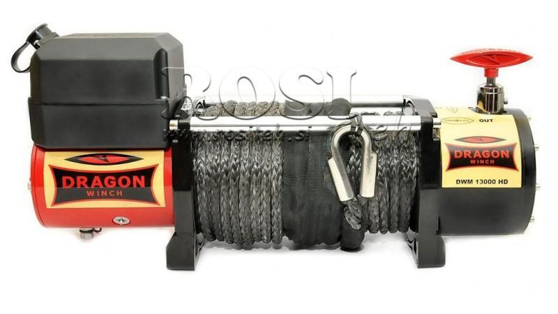 24 V ELEKTRINIS WINCH DWM 13000 HD - 5897 kg - SINTEZINĖ VIRVĖ