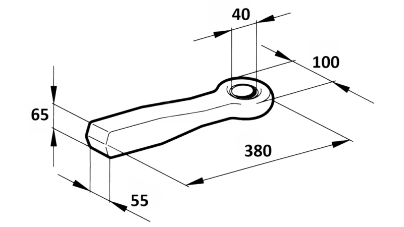 ŤAŽNÉ OKO PEVNÉ FI40 55x65 L380 - 10000KG/1500KG