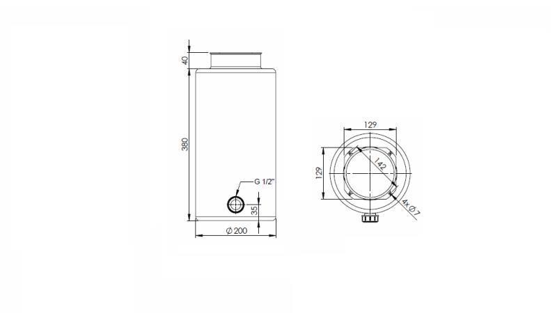 RÉSERVOIR EN MÉTAL ROLL PP 12 LITRES HORIZONTAL-VERTICAL - dimensions