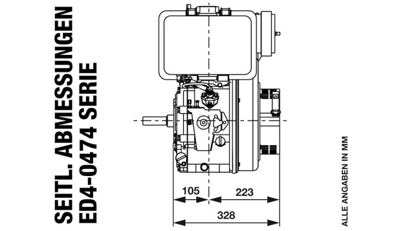 MOTORE DIESEL 474cc-8,0kW-3.600 U/min-E-KW25x88-avvio elettrico