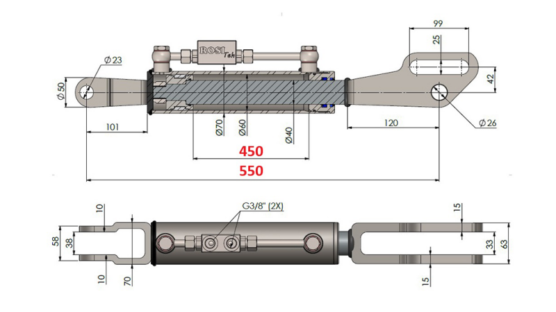 2TON. HIDRAULINĖ VIRŠUOJE SĄSAJA FORK 60/40-100 (450MM-550MM)