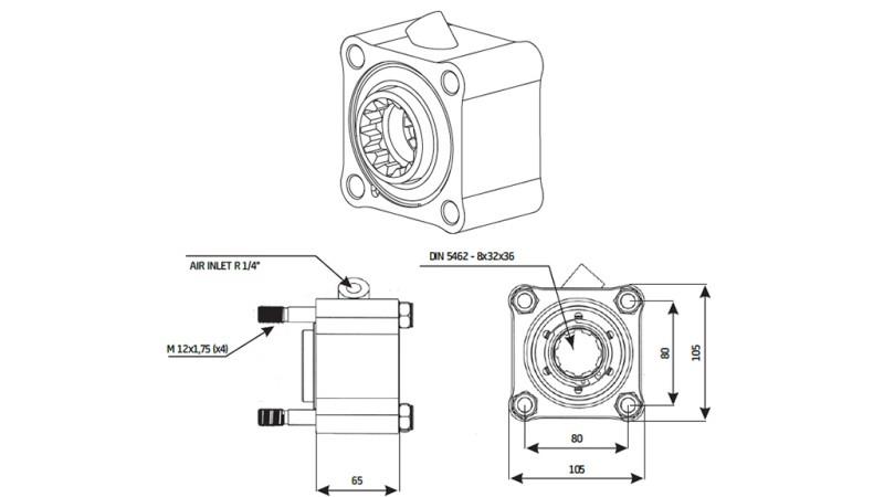 Dimensioner HYDRAULISK PUMPE DRIFT - ZF1 ALUMINIUM