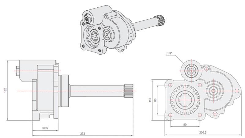Disegno tecnico POMPA IDRAULICA - MERCEDES G3/65-90 UNIMOG