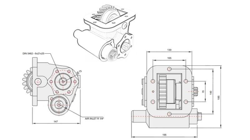Dimensioner AF HYDRAULISK PUMPE - IVECO 475 SMLX