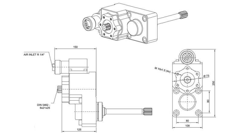 Dimensioner UDGANG FOR HYDRAULISK PUMPE - IVECO 2870