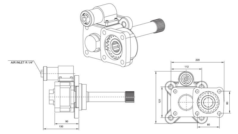 Dimenzije IZLAZ ZA HIDRAULIČNU PUMPU - VOLVO SR-1700-2