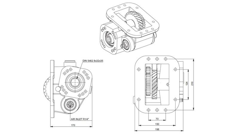 Dimensions OUTPUT FOR HYDRAULIC PUMP - SCANIA GR 900
