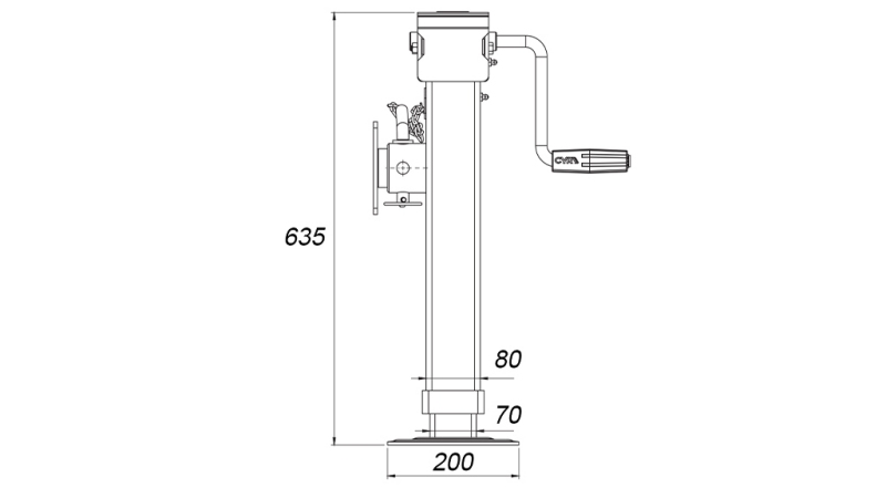 GEWINDESTÜTZE MIT FLANSCH 380mm - 4.000kg