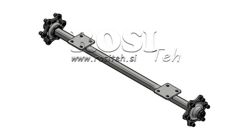 OŚ DO PRZYCZEPY 1800 kg BEZ HAMULCÓW (1460 mm) z płytą montażową